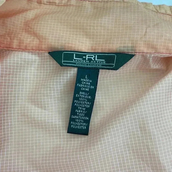 Ralph Lauren Womens Large Windbreaker Jacket Orange Pink Ombre Zip Front Ripstop - Picture 7 of 7